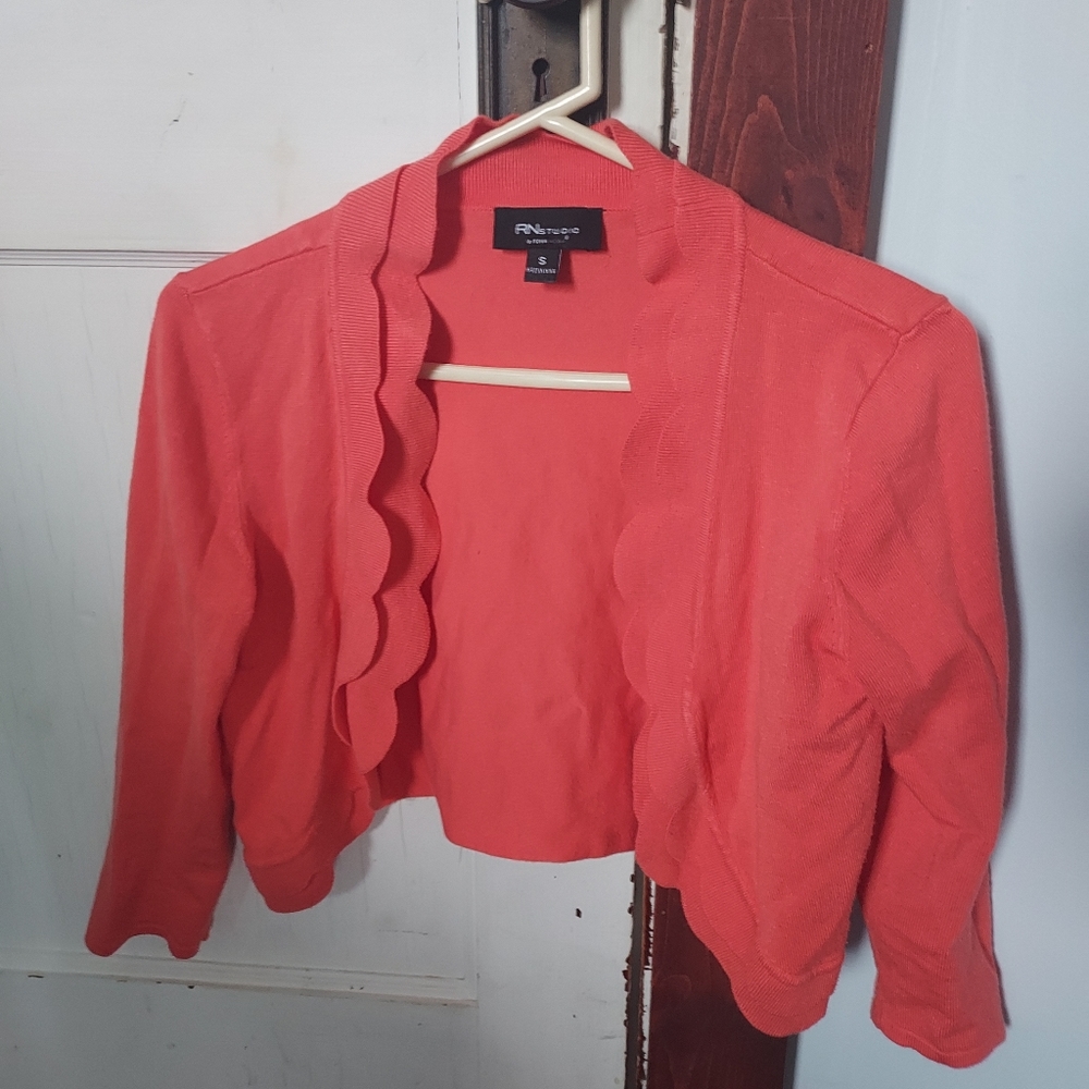 Coral scalloped edge shrug